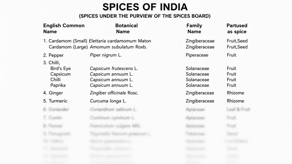 India Spices List Official Spices Board Directory Free